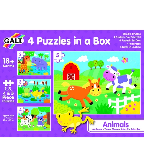 Imagine Set 4 puzzle-uri - Animalute (2, 3, 4, 5 piese)