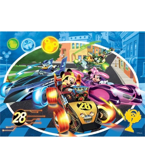 Imagine Puzzle de colorat - Mickey in cursa (24 piese)